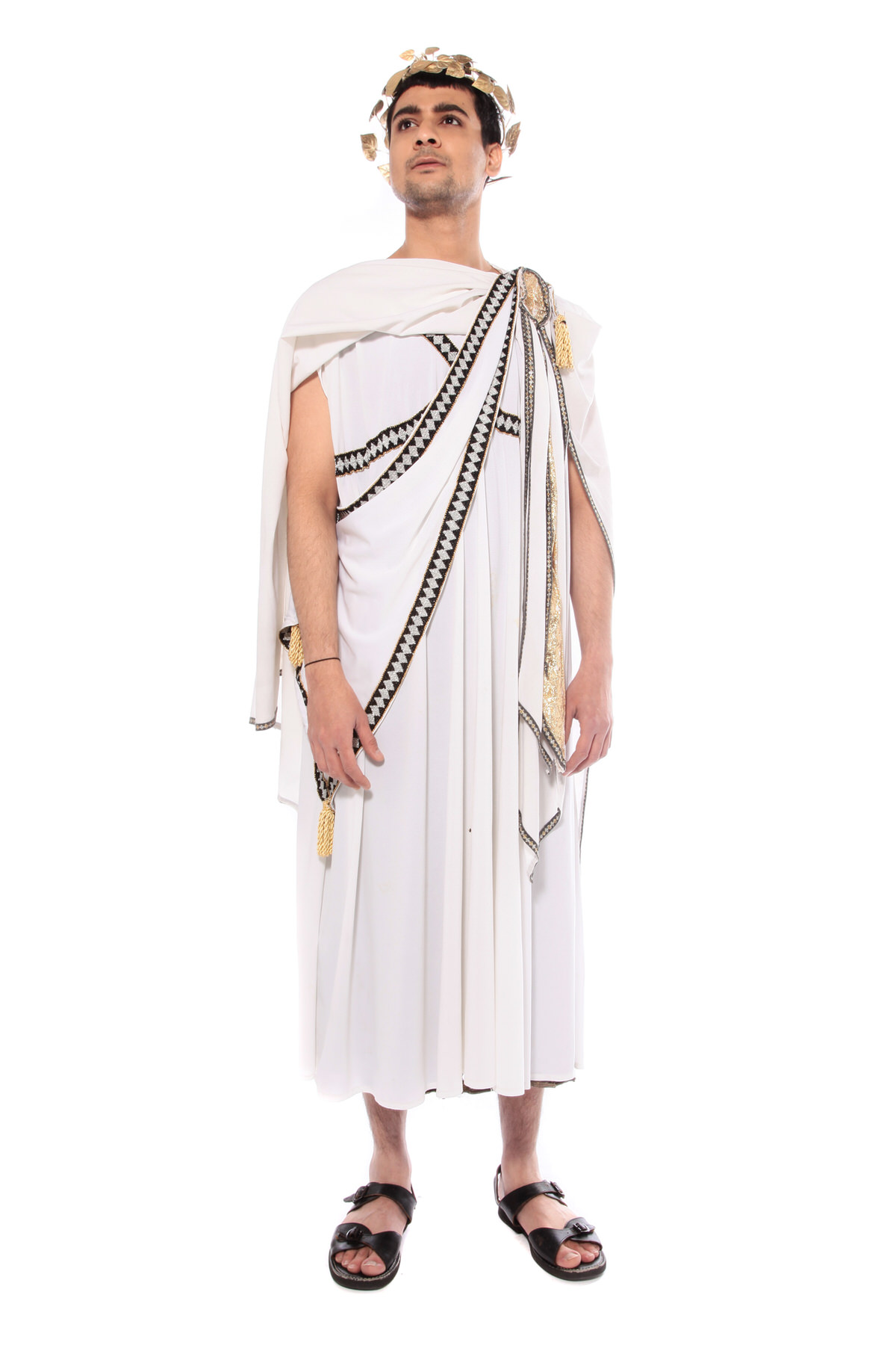 ROMAN EMPEROR COSTUME W LONG WHITE TOGA
